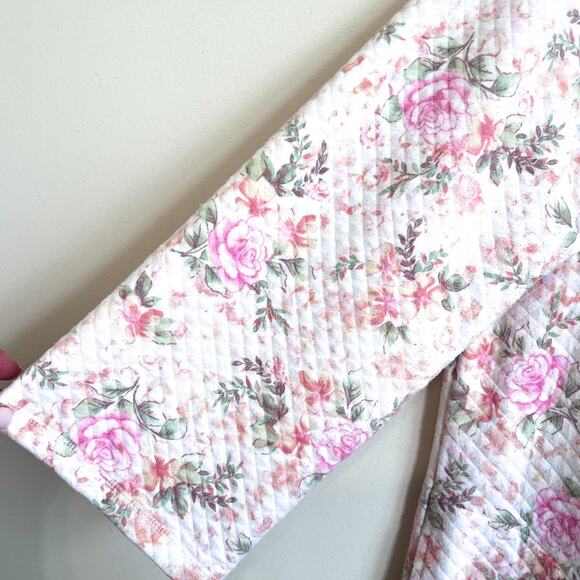 Miss Elaine Cottagecore Quilted Kaftan Nightgown Robe Size S Floral Full Zip - Picture 4 of 7